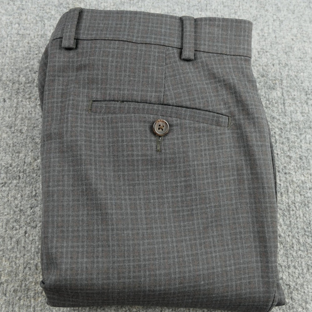 Ralph Ralph Lauren Dress Pants Men 36x32 (30) Grey Glen Plaid Stretch Trousers